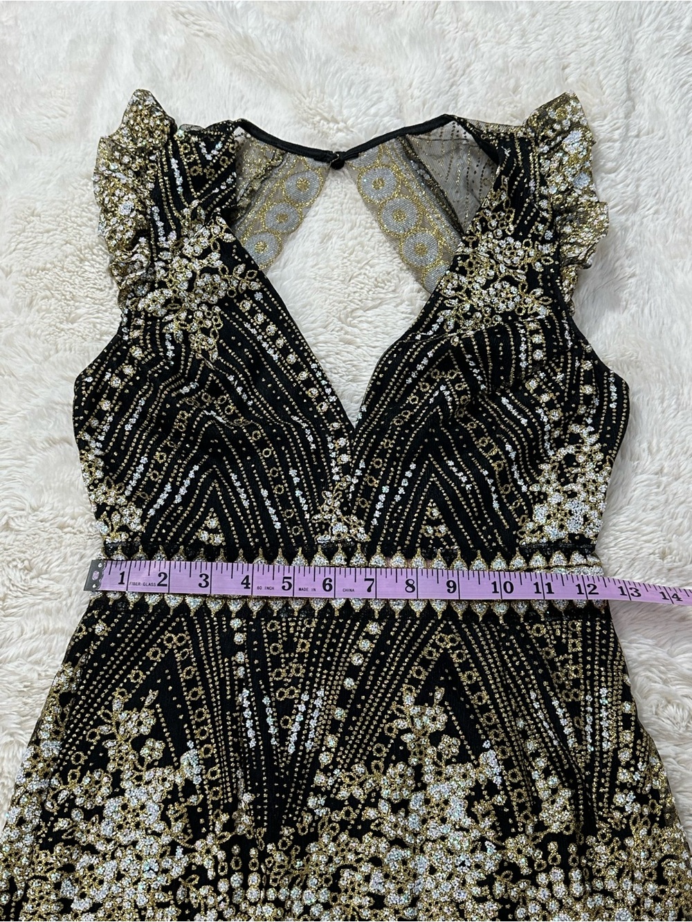 Hello Molly Match Me Black Gold Sequin Mini Cocktail Party Dress XS Festival NWT - Picture 7 of 9